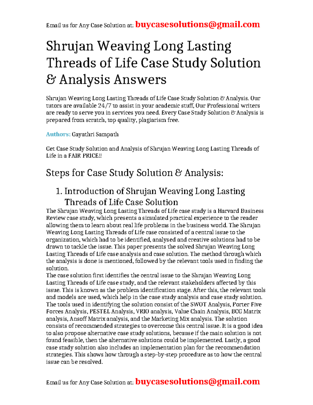 Case Solution Shrujan Weaving Long Lasting Threads of Life - Shrujan ...