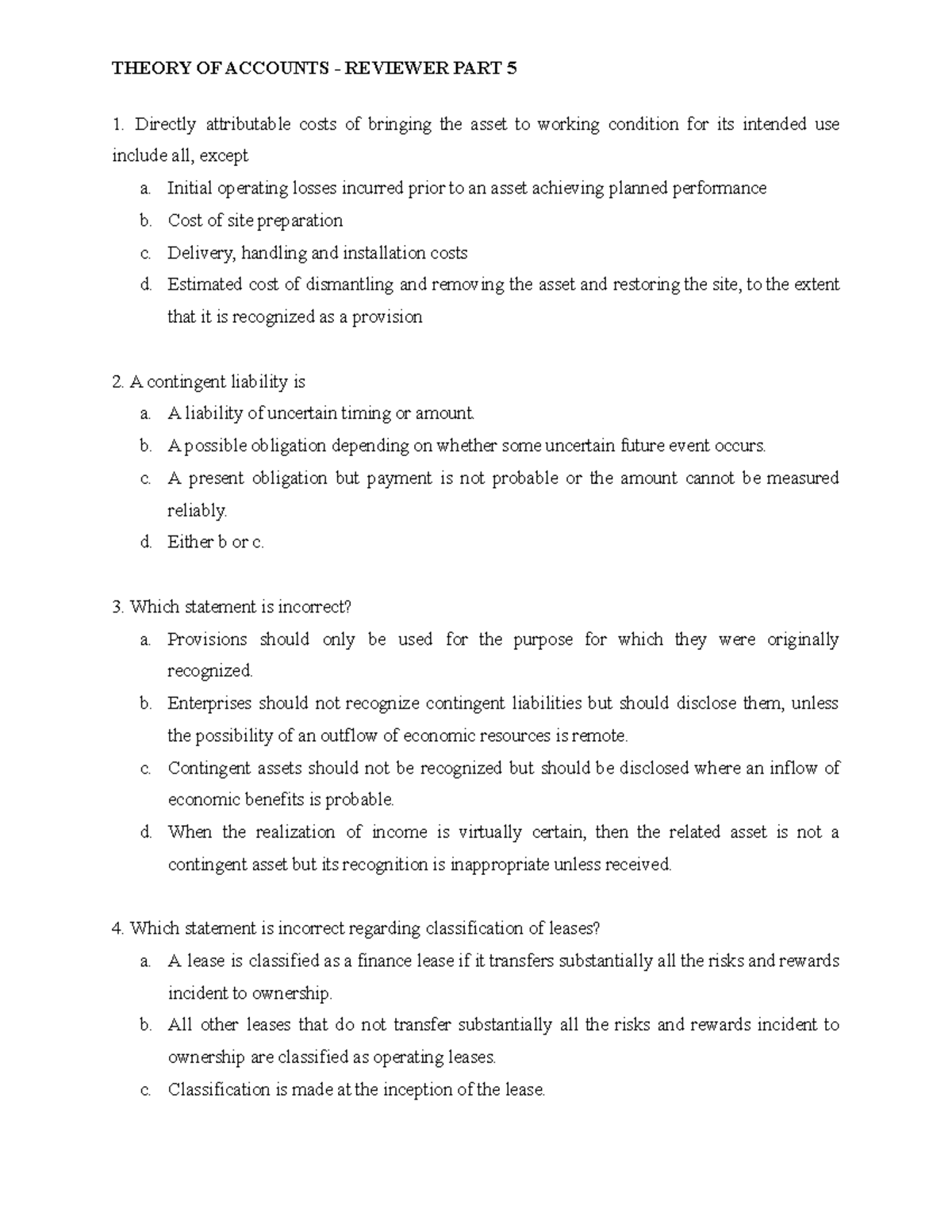 Theory of Accounts - Reviewer Part 5 - Directly attributable costs of ...