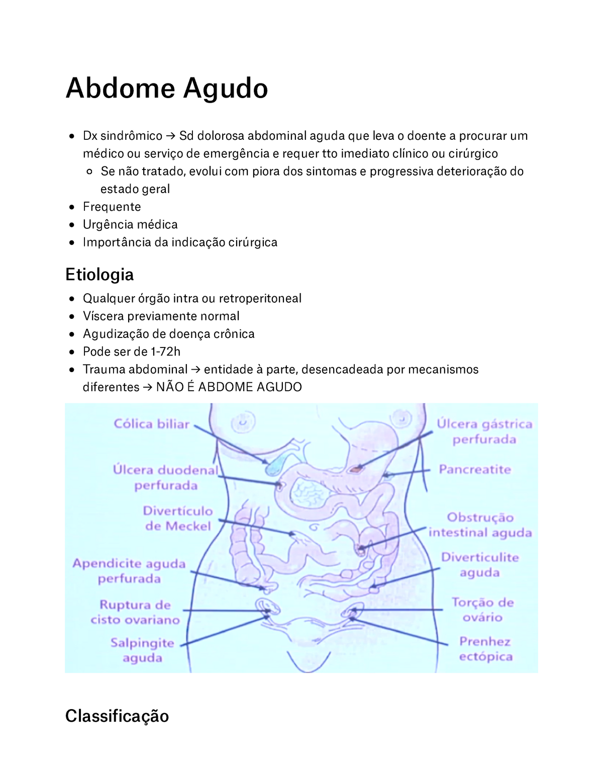 ABDOME AGUDO - Cirurgia Geral I