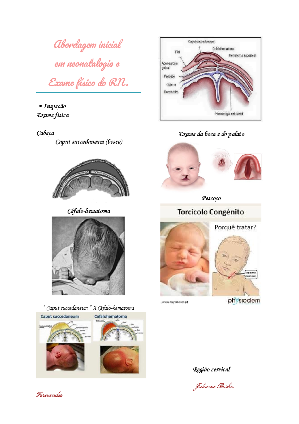 Anamnese e Exame Físico do Neonato - Apostila de exame físico do  recém-nascido