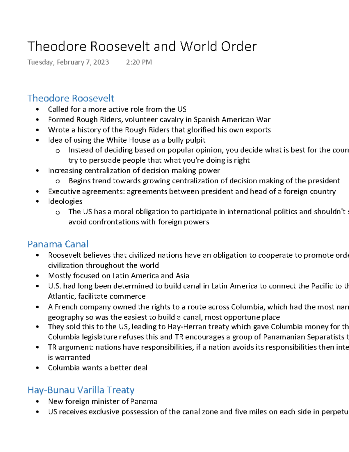 Theodore Roosevelt and World Order Theodore Roosevelt Called for a