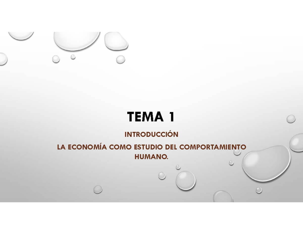 Tema 1-Introducción a la Economía - TEMA 1 INTRODUCCIÓN LA ECONOMÍA