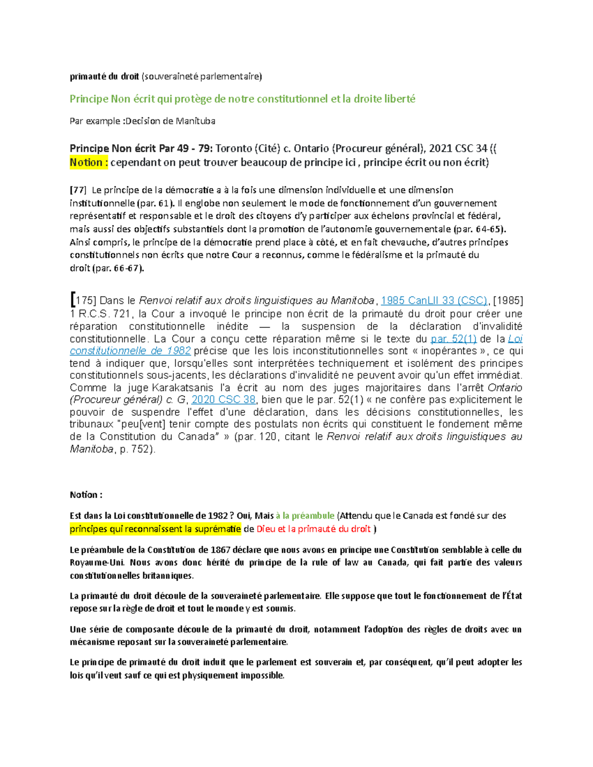 Primauté du droit cours primauté du droit