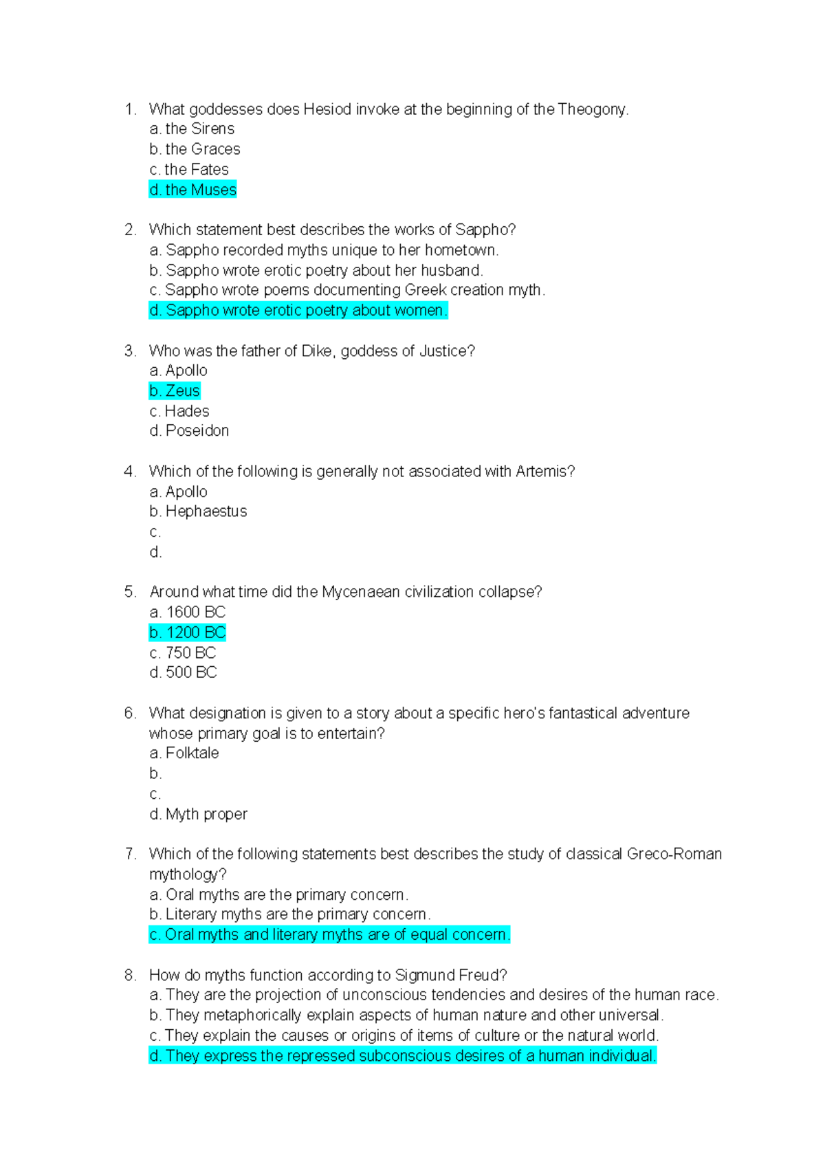 Classical Mythology - 1. What goddesses does Hesiod invoke at the ...