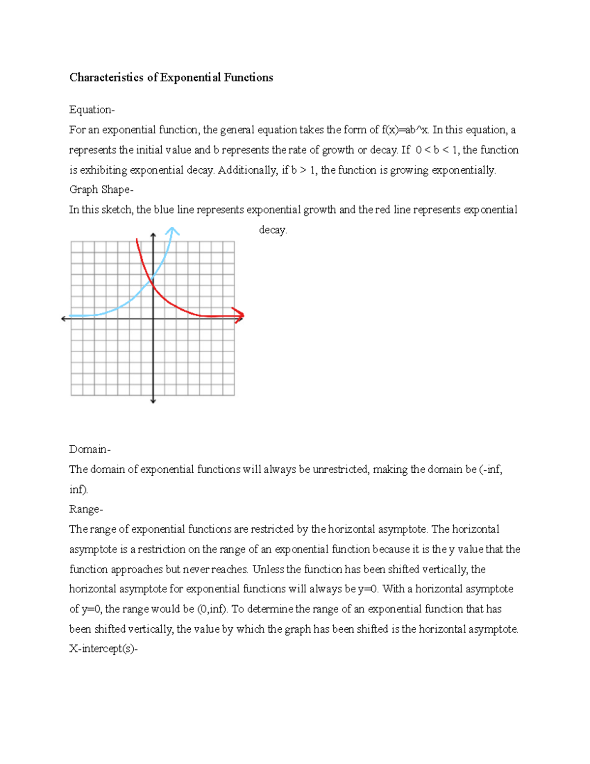 Algebra Functions Portfolio 1 Exponential Functions