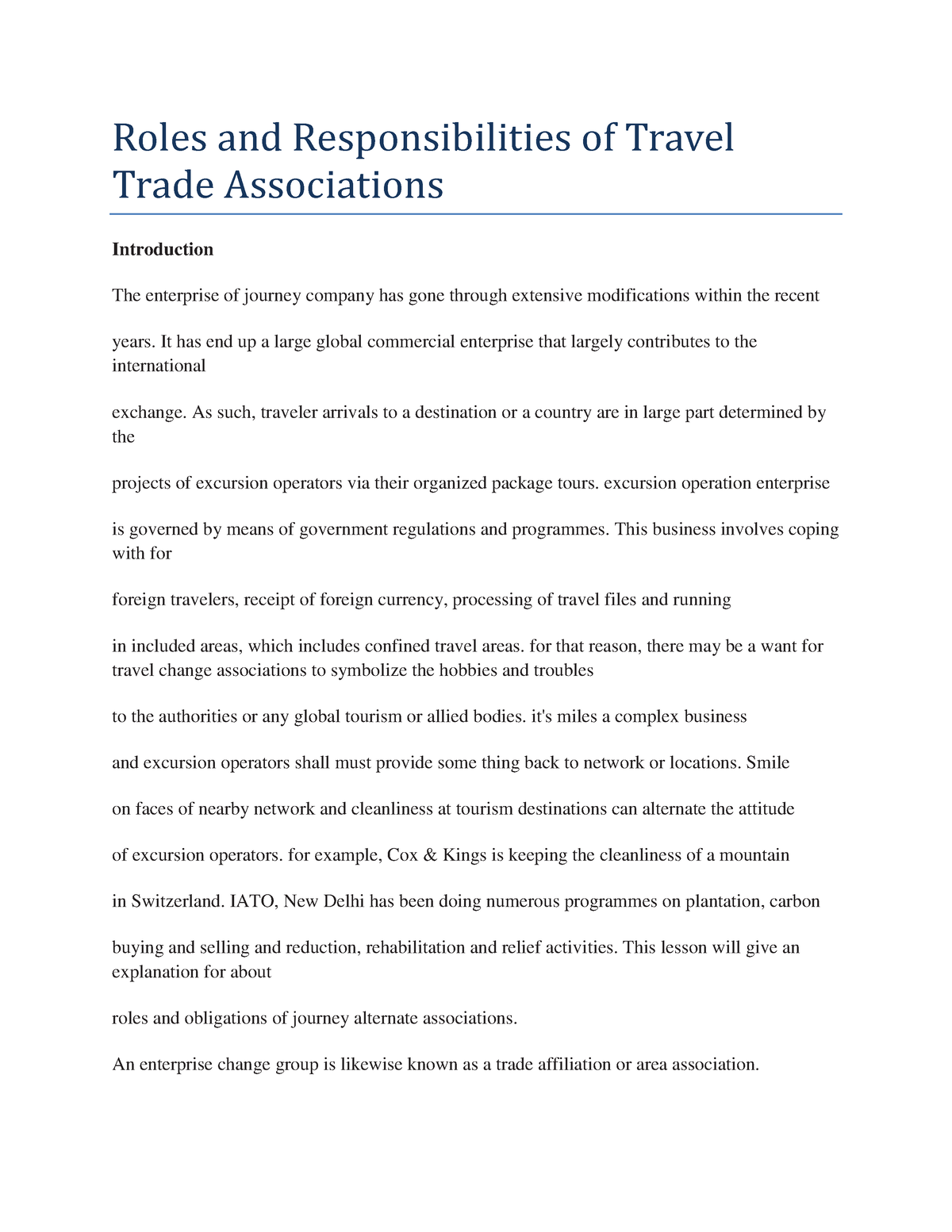 trade associations in travel and tourism