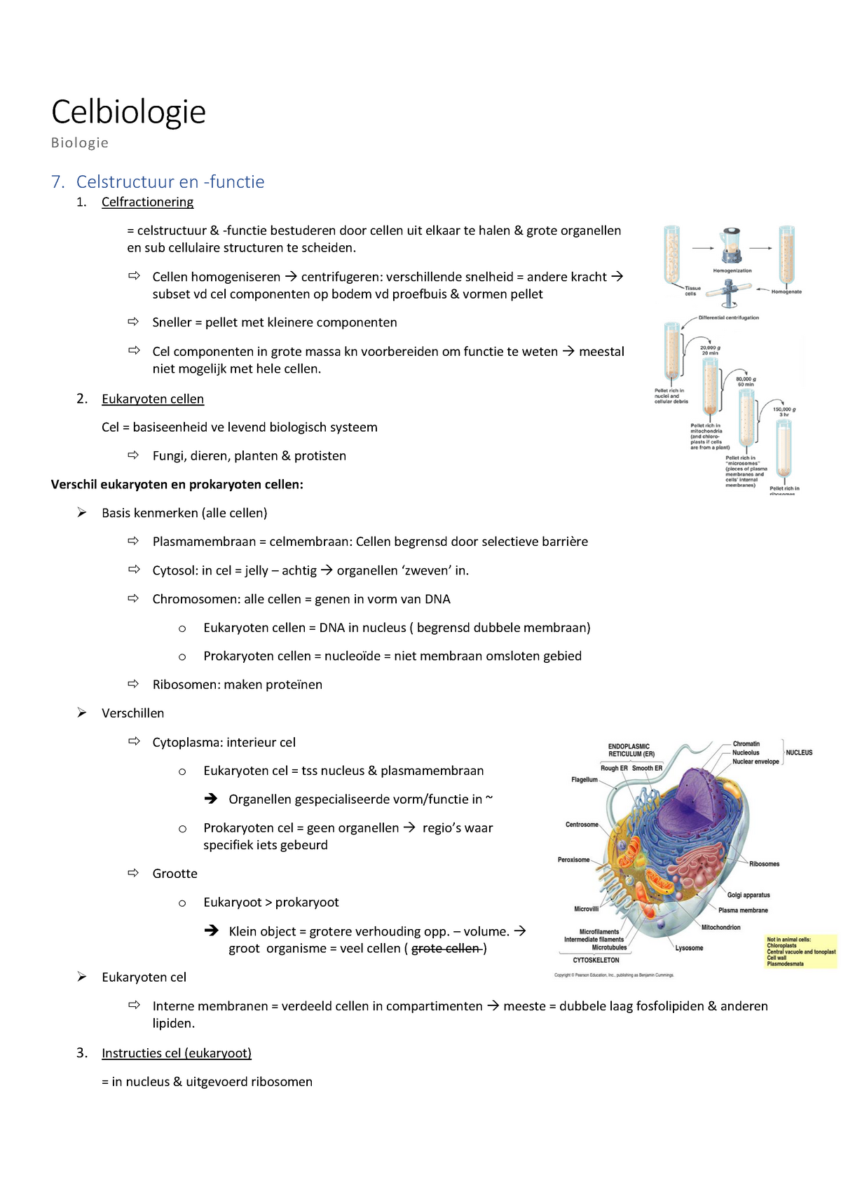 Celbiologie Biologie - Celbiologie Bio Lo Gie 7. Celstructuur En ...