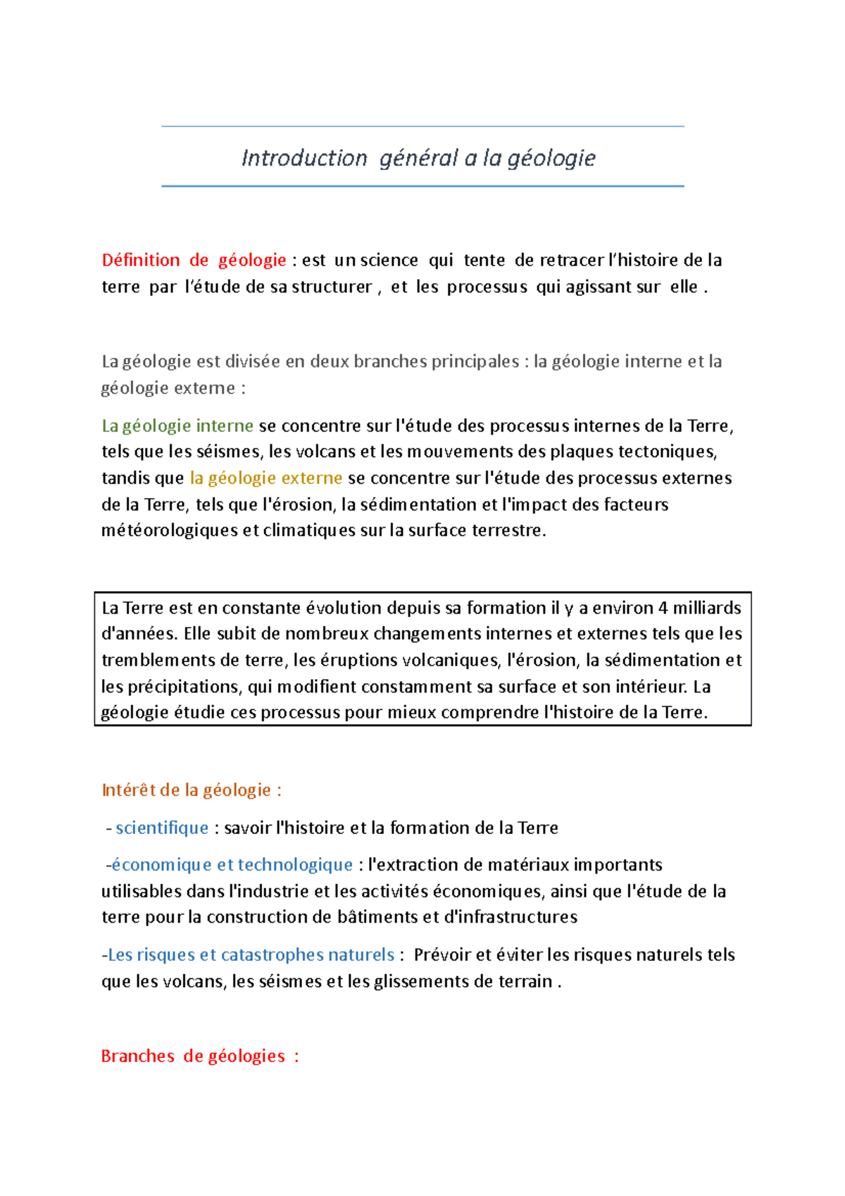 Introduction général a la géologie Introduction général a la géologie