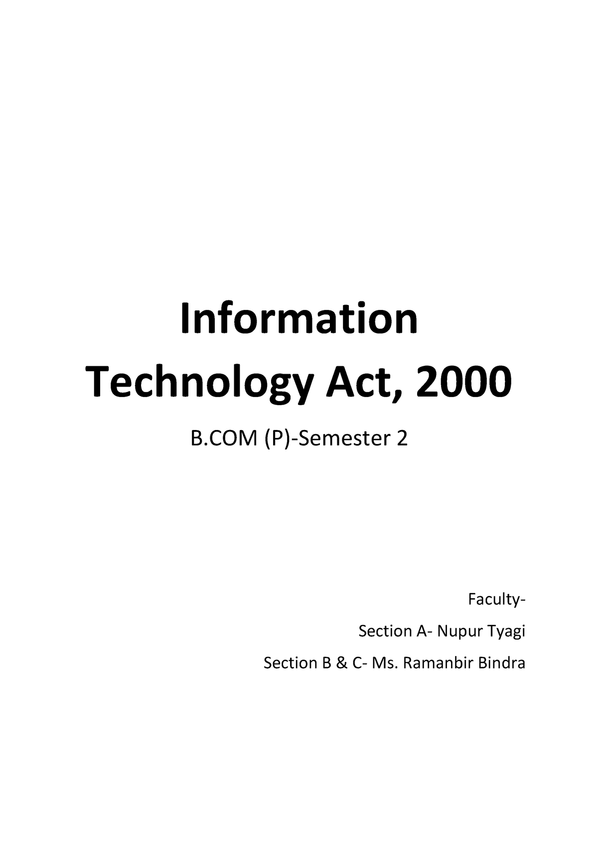 IT Act 2000 Part 2 - Nice - Information Technology Act, 2000 B (P ...