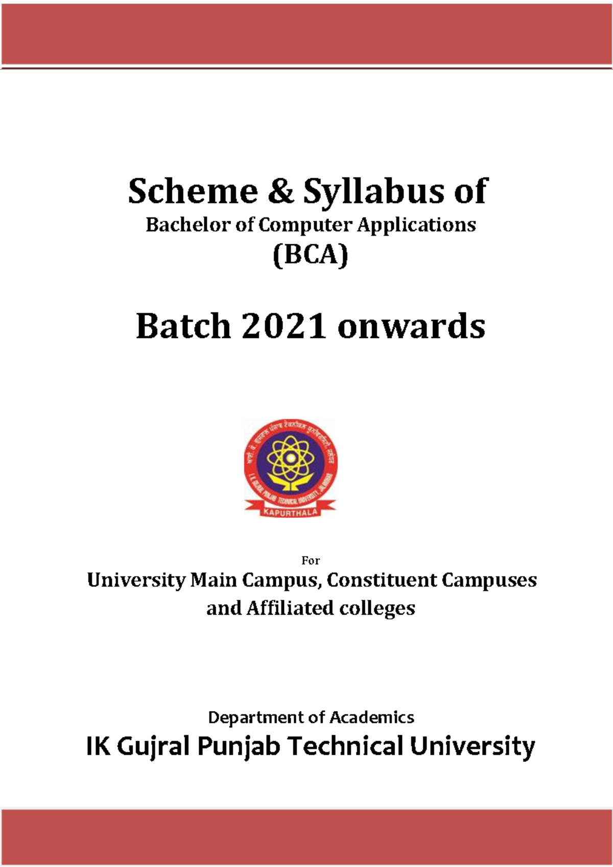 BCA-2021 - Syllabus of bca since 2019 - Bachelor of Computer ...