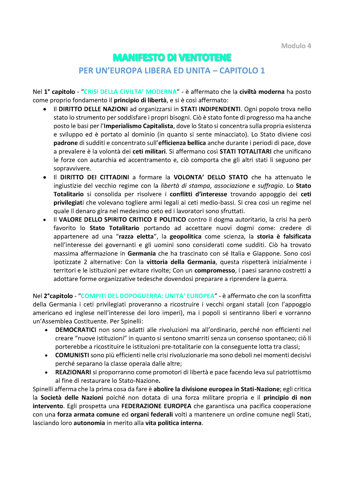 Il Manifesto Di Ventotene Per Uneuropa Libera Ed Unita Capitolo Nel Capitolo