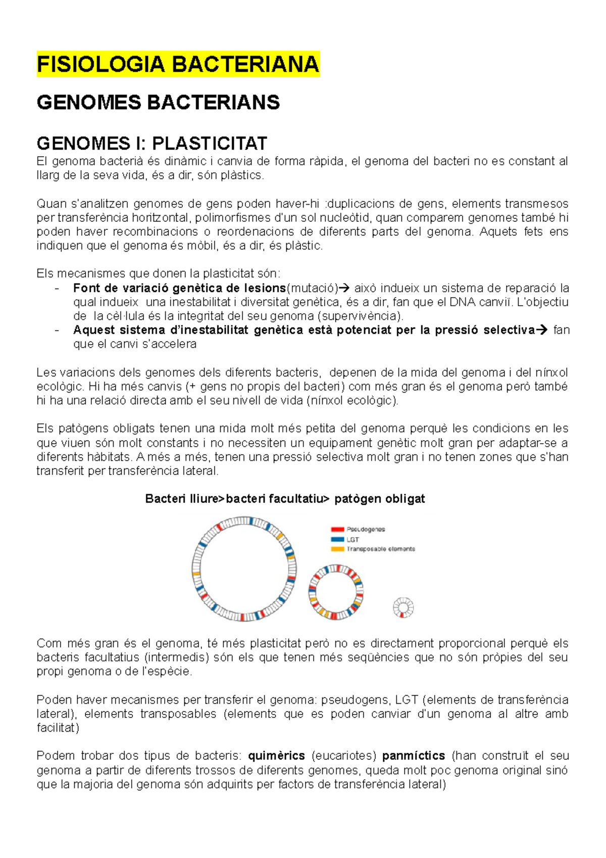 Fisiologia Bacteriana - FISIOLOGIA BACTERIANA GENOMES BACTERIANS ...