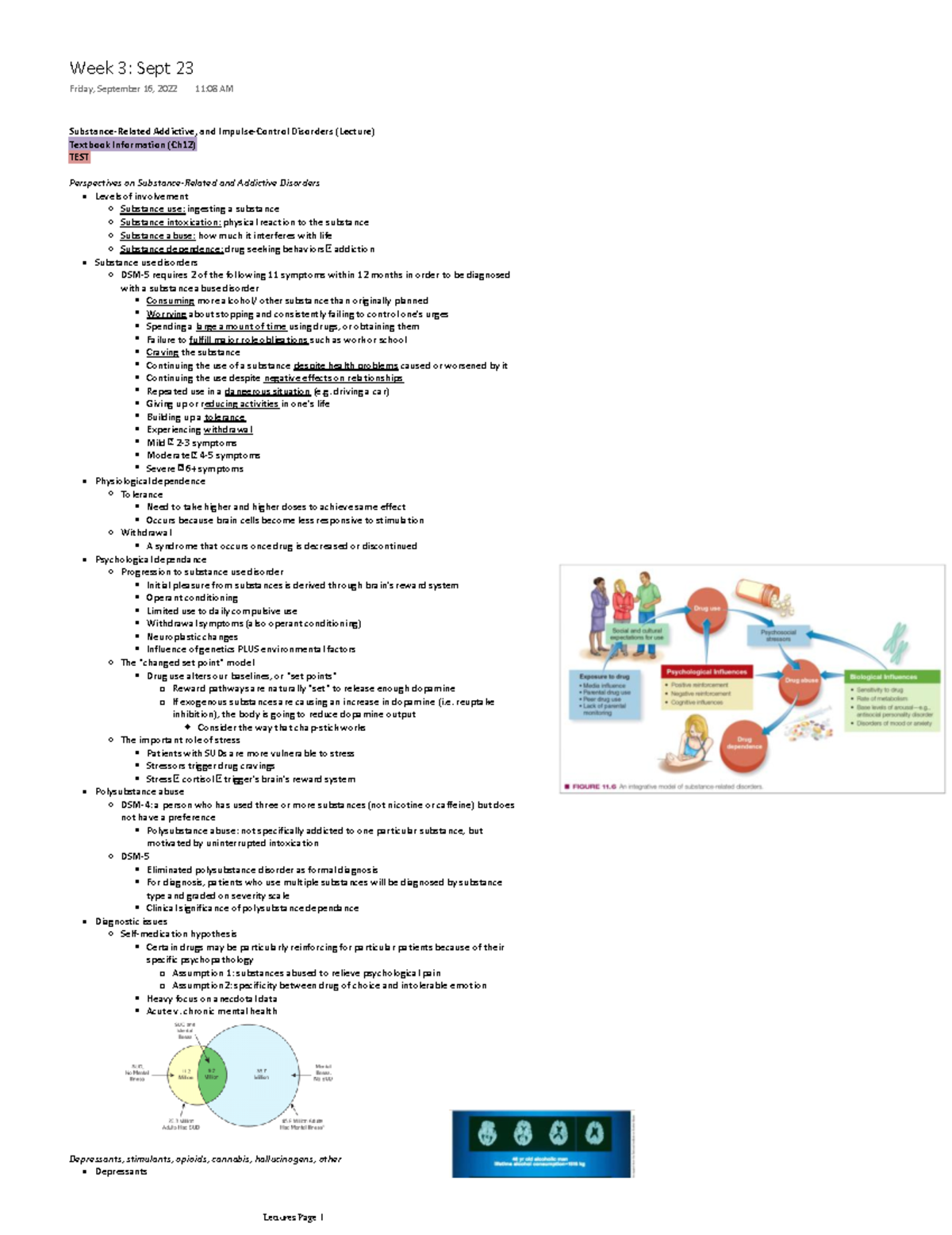 Week 3 Sept 23 - Lecture and textbook notes from chapter 12 Substance ...
