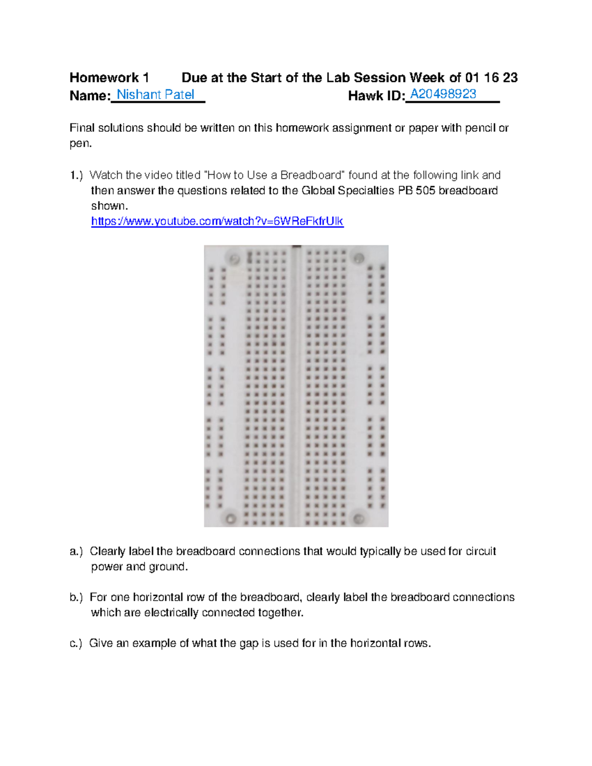 HW 1 - MMAE 319 Prof. John Bernhardt Homework 1 - Homework 1 Due at the ...