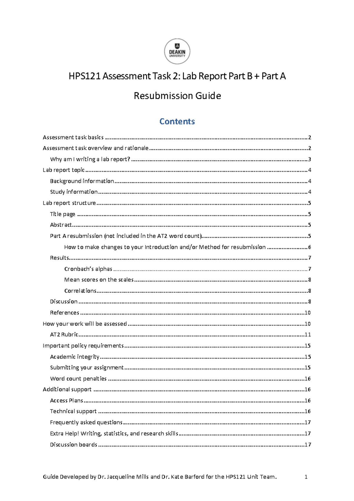 HPS121 lab report B guide T1 2023 PDF - HPS121 Assessment Task 2: Lab ...