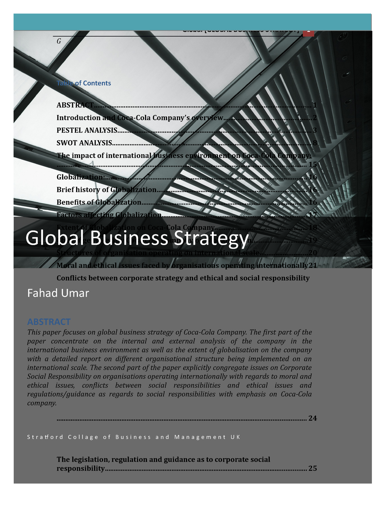 Global Business Strategy - Global [GLOBAL BUSINESS STRATEGY] 1 G Table ...