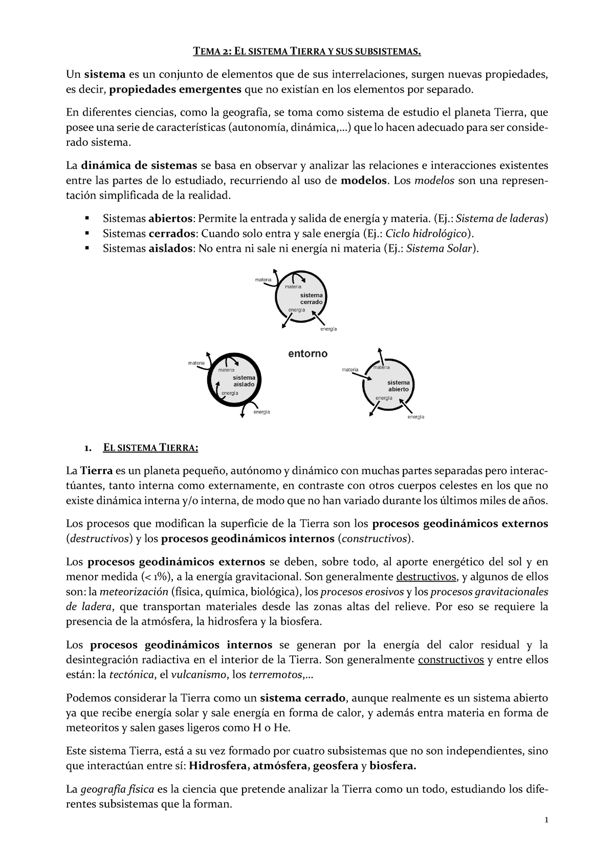 Tema 2 Subsist Tierra Tema 2 El Sistema Tierra Y Sus Subsistemas Un Sistema Es Un Conjunto 1183