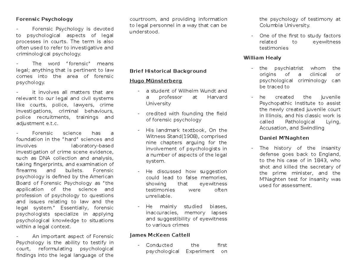 ForensicPsychology Reviewer Forensic Psychology Forensic Psychology