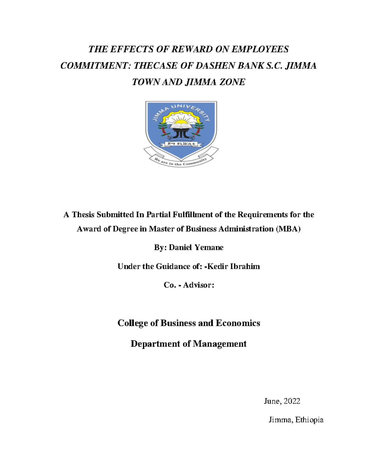 Dan final thesis - THE EFFECTS OF REWARD ON EMPLOYEES COMMITMENT ...