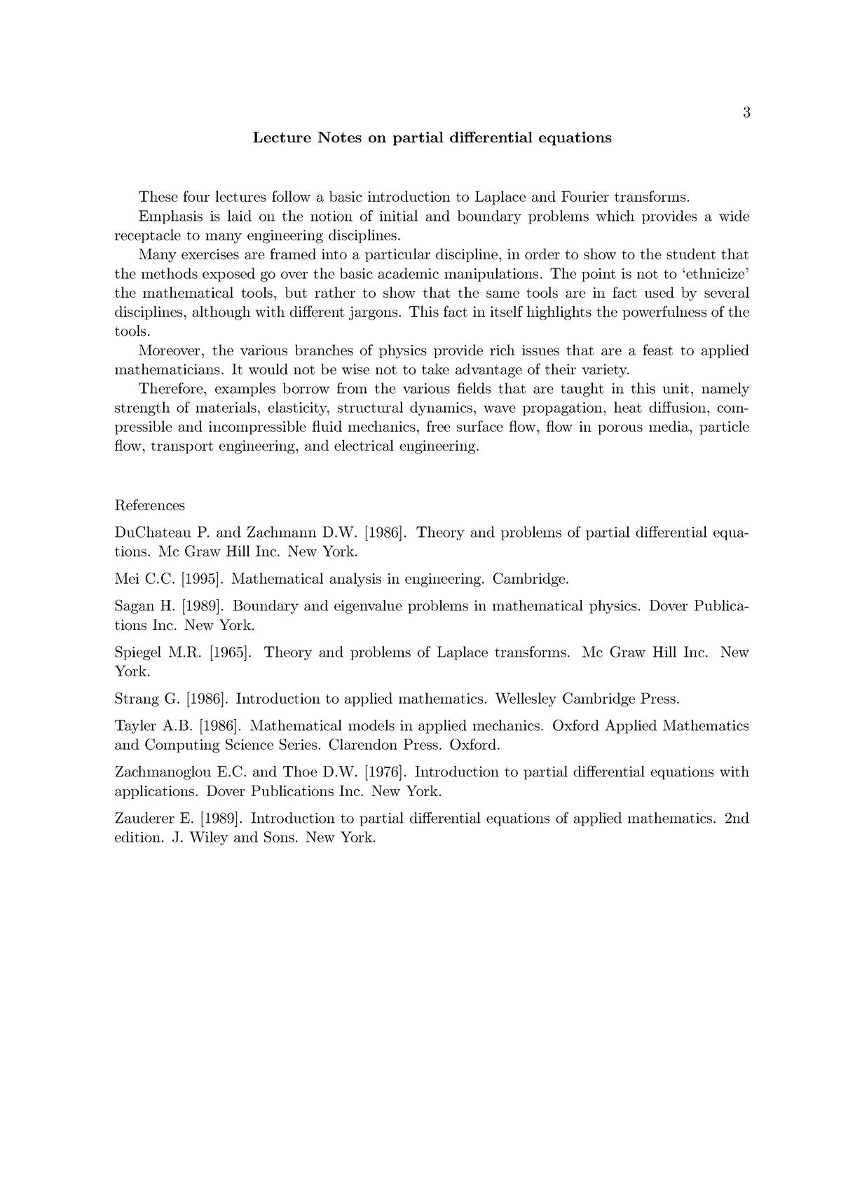 Loret PDEs - Revision - 3 Lecture Notes On Partial Differential ...