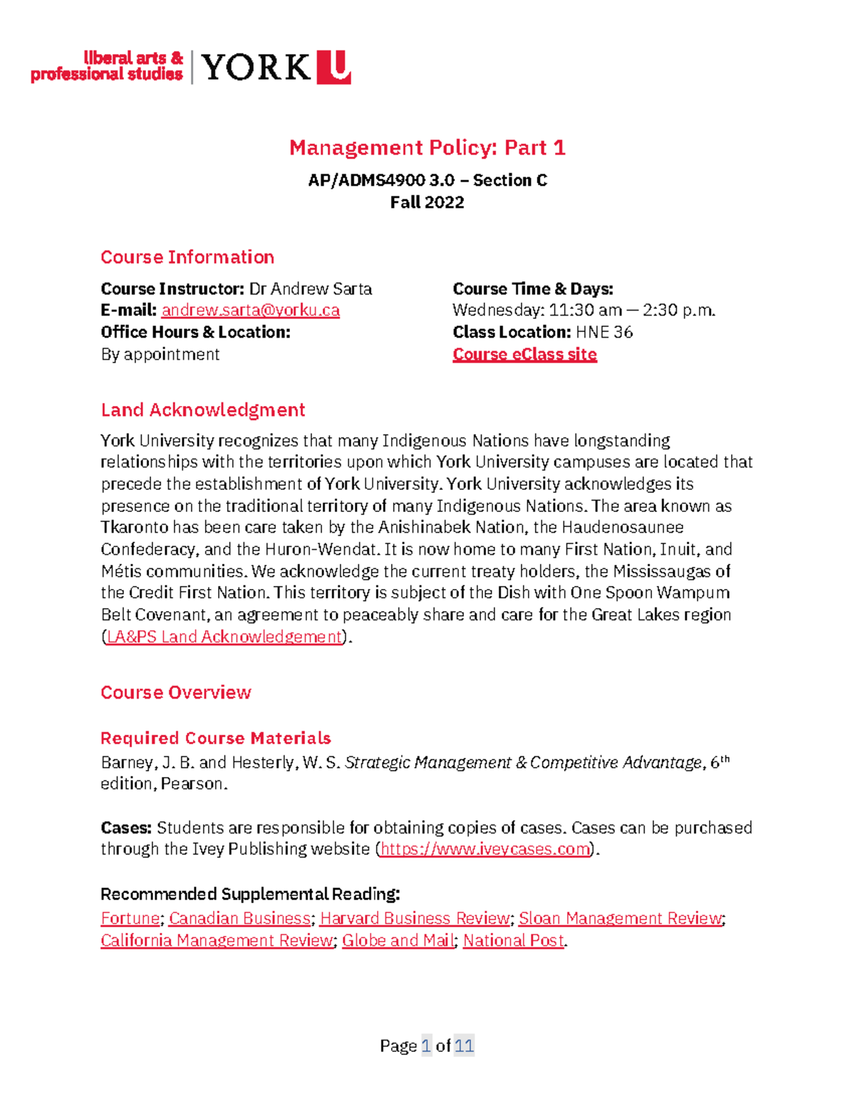 Fa22 Adms 4900c Course Outline Revised Management Policy Part 1 Apadms4900 3 Section C 7098