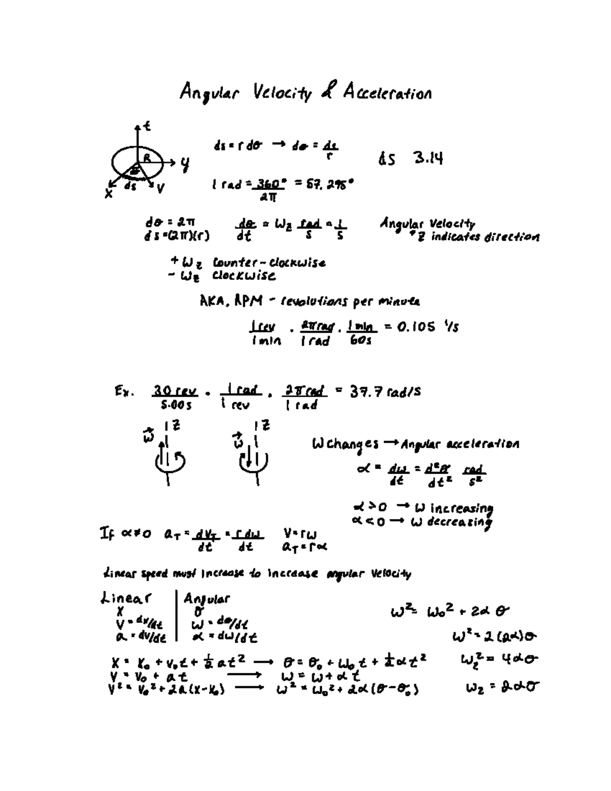 Chapter 9 Angular Velocity & Acceleration - Angular Velocity ...