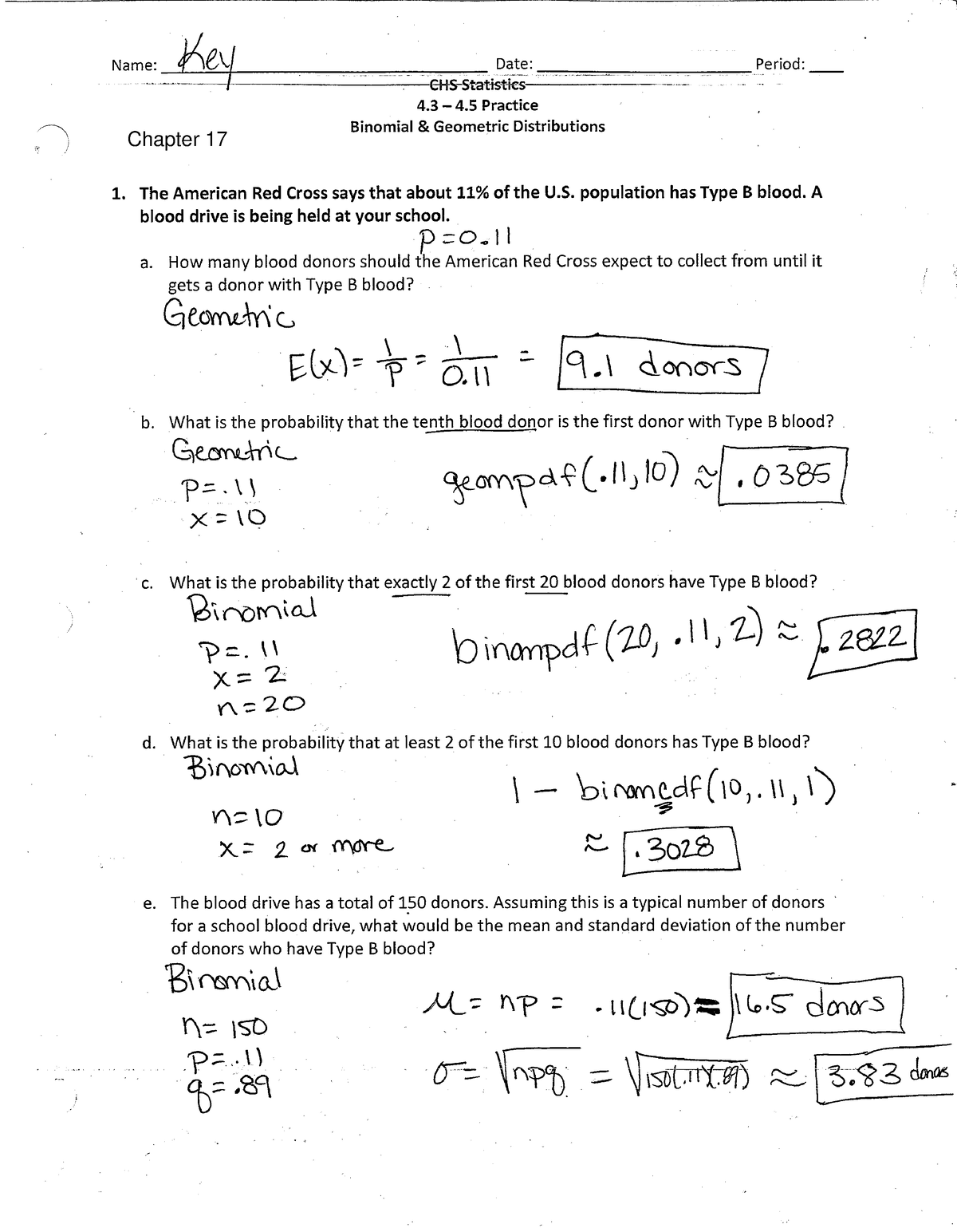 ap stats chapter 17 homework answers