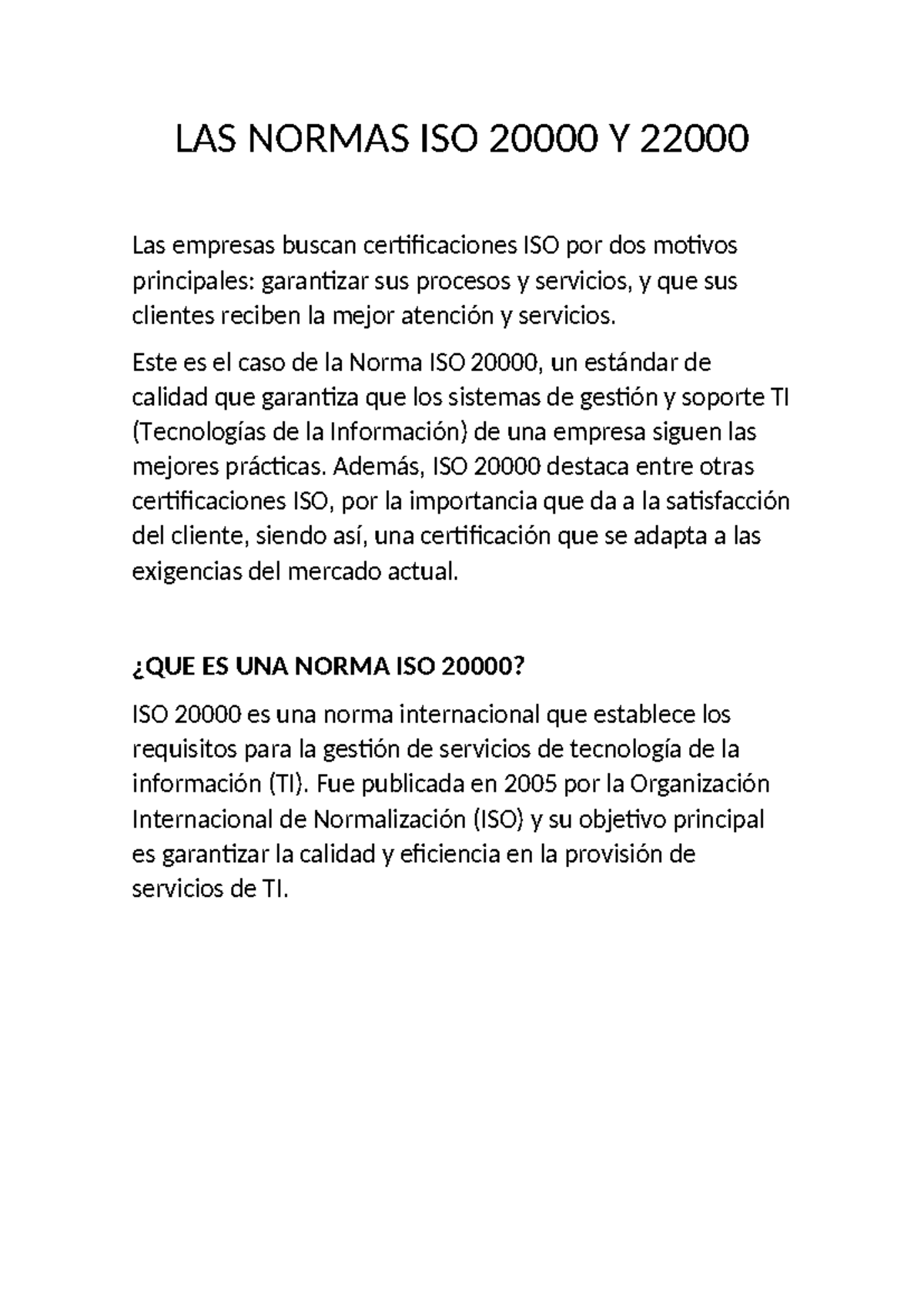 Normas ISO 2000 0 Y 22000 - LAS NORMAS ISO 20000 Y 22000 Las empresas ...