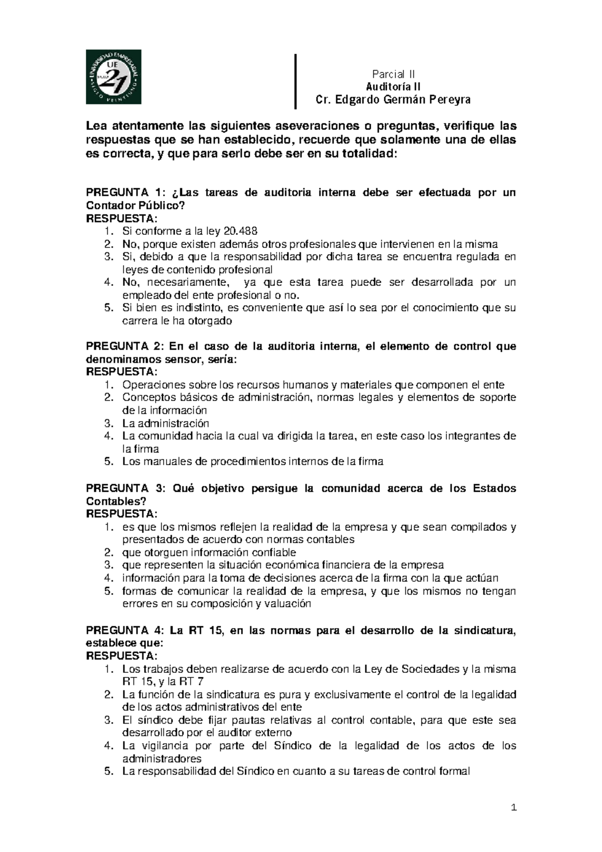 ADO252 - Auditoria II - Parcial II - Siglo 21 - Studocu