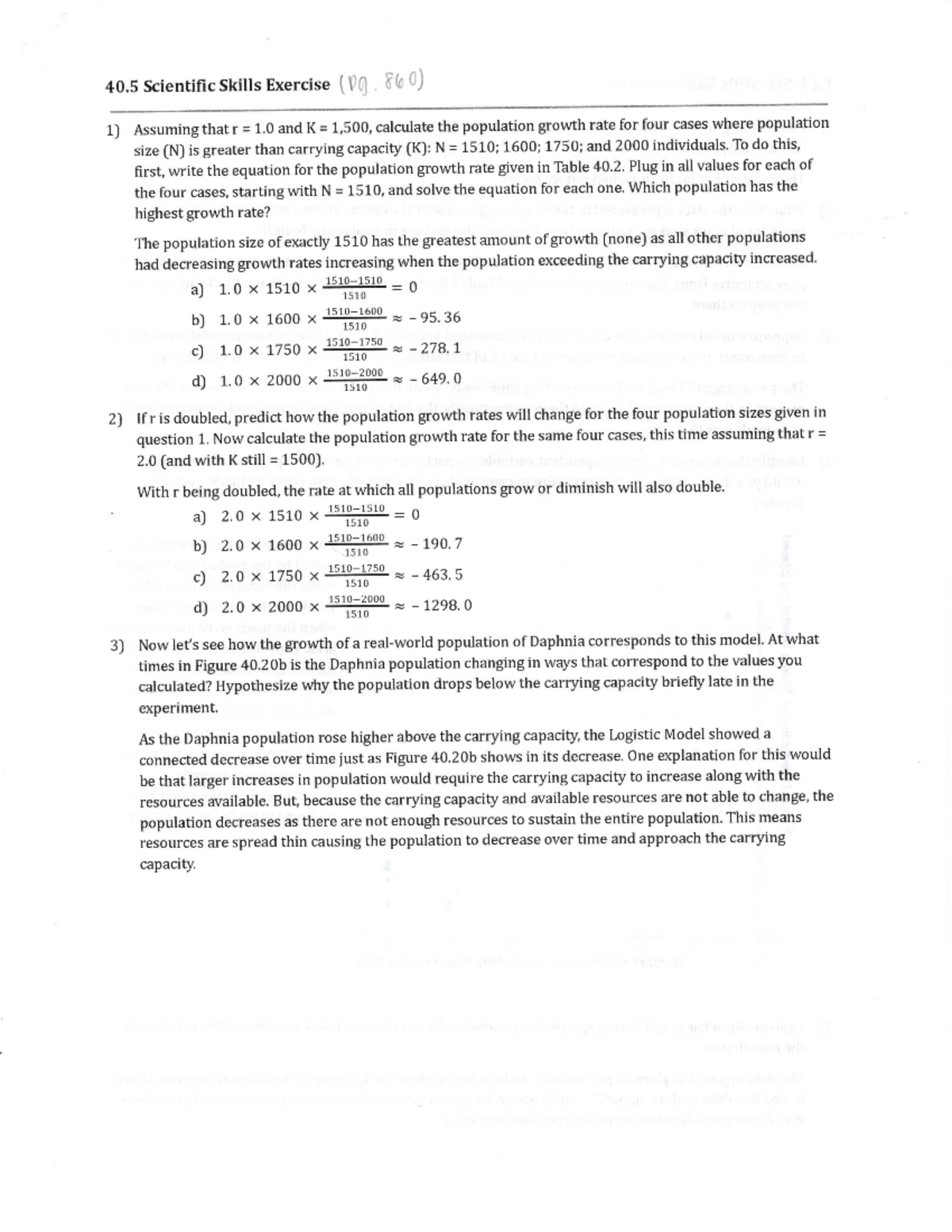 Scientific Skills Exercise Pg. 860 - Studocu