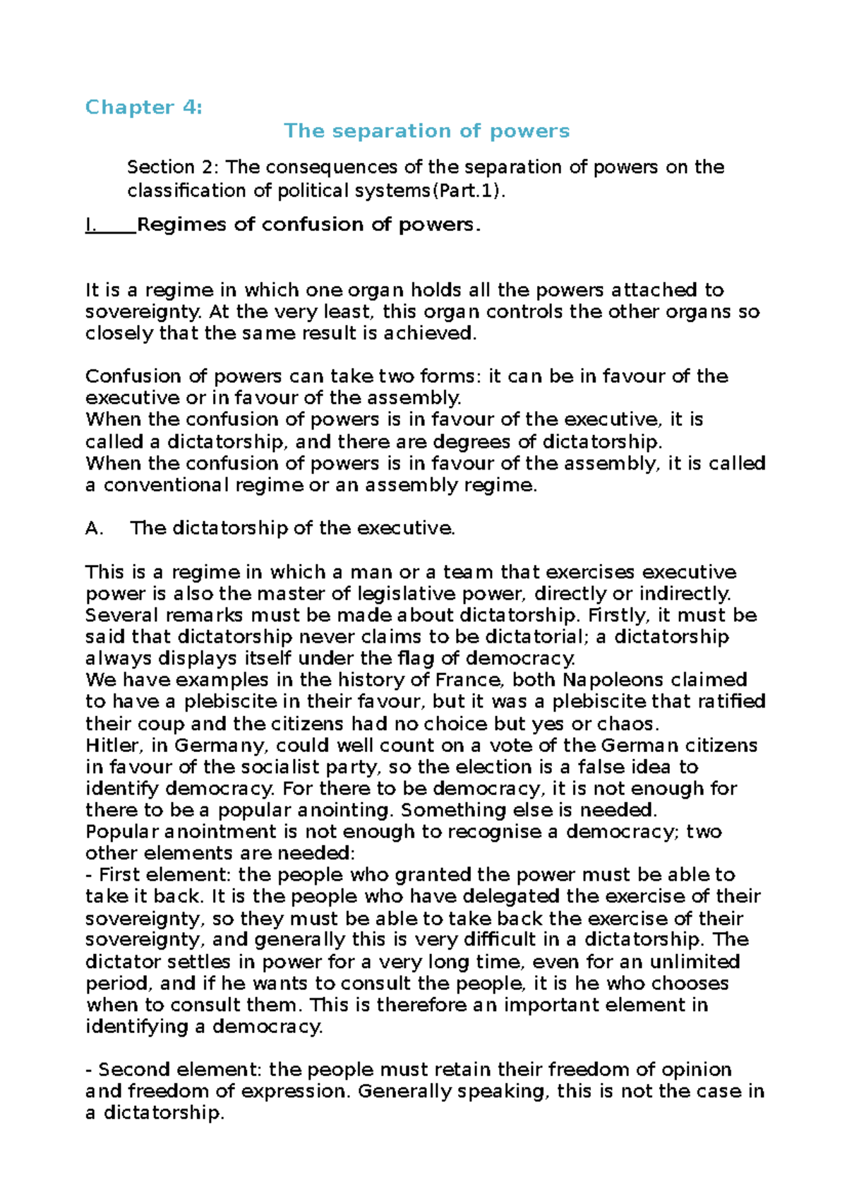 Chapter 4 Constitutional Law 18 - Chapter 4: The separation of powers ...