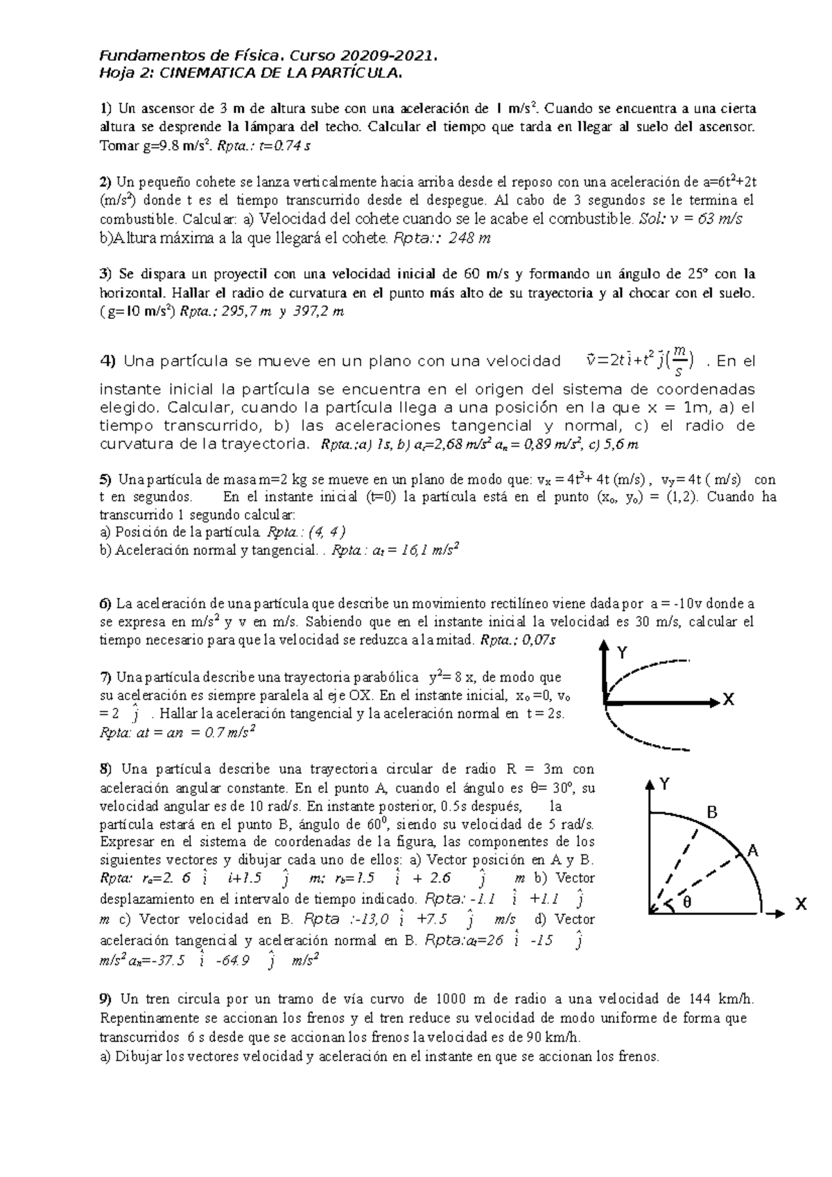 Cinematica - Problemas Cinemática - A B X Y Fundamentos De Física ...