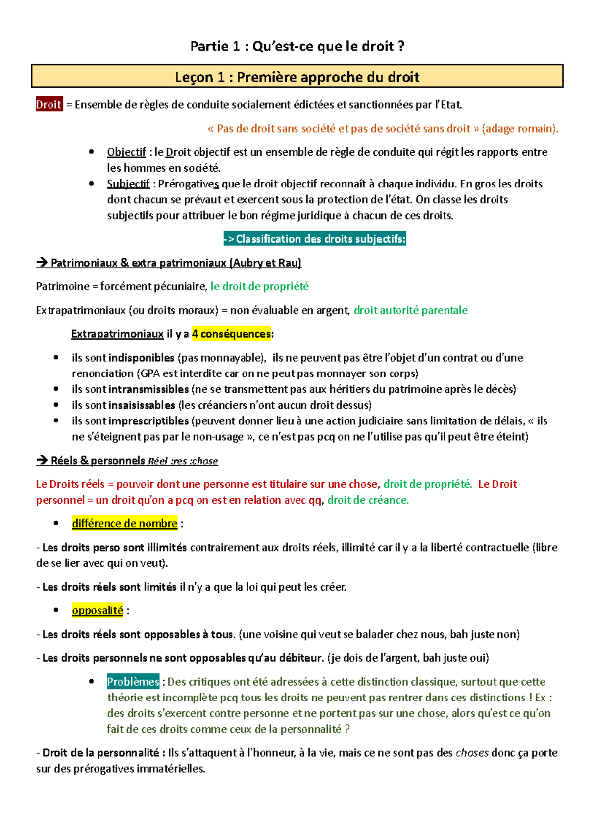 Leçon 1 - Intro du cours d'introduction au droit - Partie 1 : Qu’est-ce ...