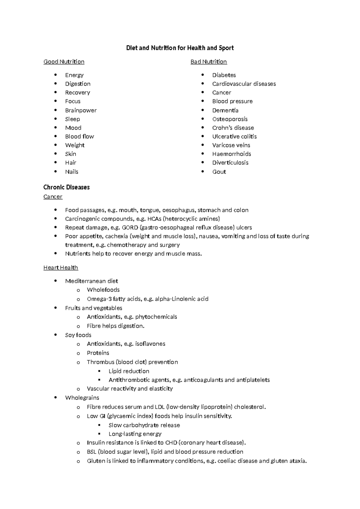 EDGU1003 Lecture Notes (Weeks 1-5) - Diet and Nutrition for Health and ...