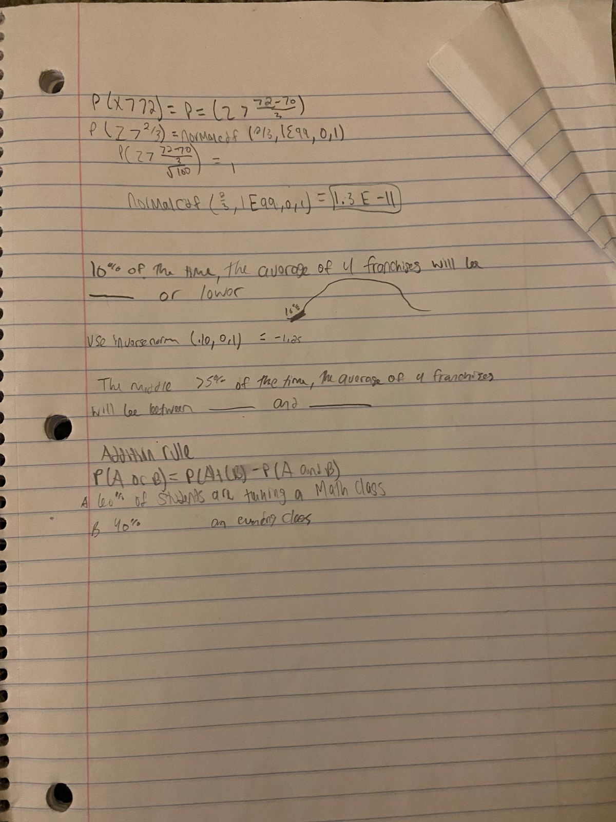 Addition rule notes - bee si Je a ets . e é . 7 : 7 ? . 4 : OE FOF tee ...