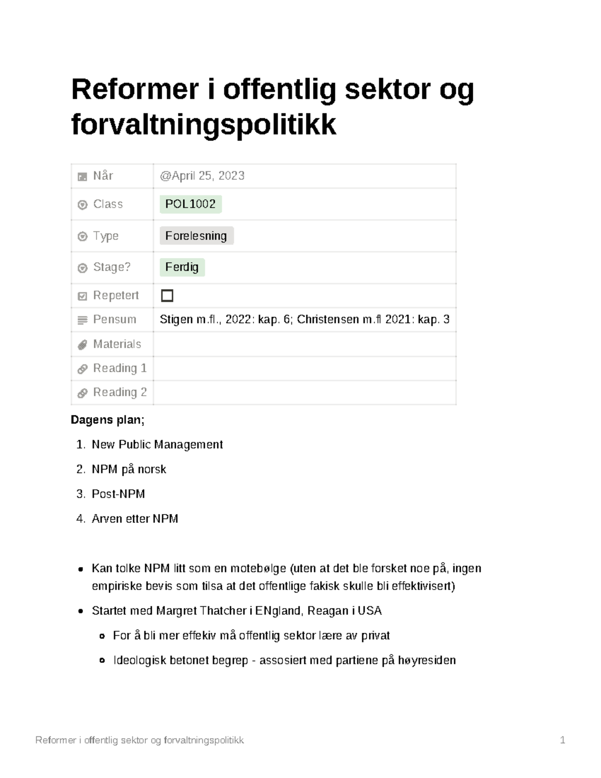 Reformer I Offentlig Sektor Og Forvaltningspolitikk - Reformer I ...