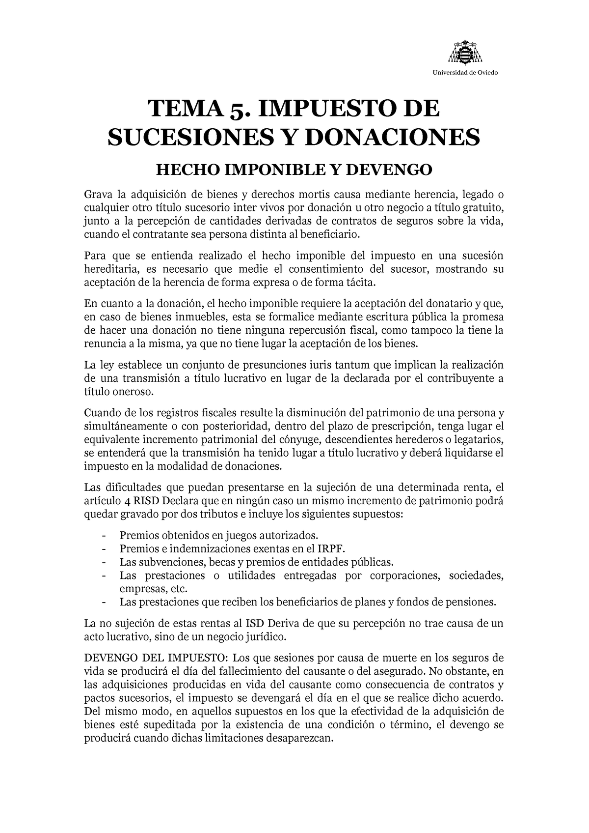 Tema 5. Impuesto De Sucesiones Y Donaciones - TEMA 5. IMPUESTO DE ...