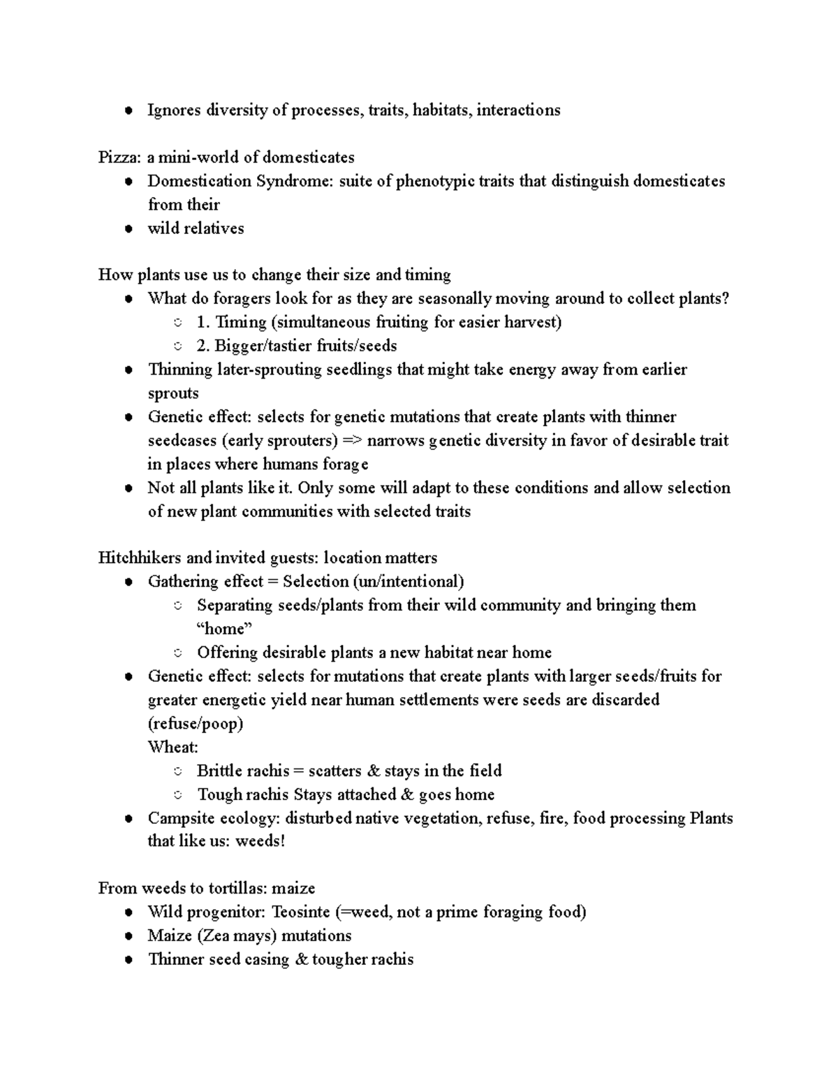 Arch 2-5 - Lec Notes - Ignores diversity of processes, traits, habitats ...