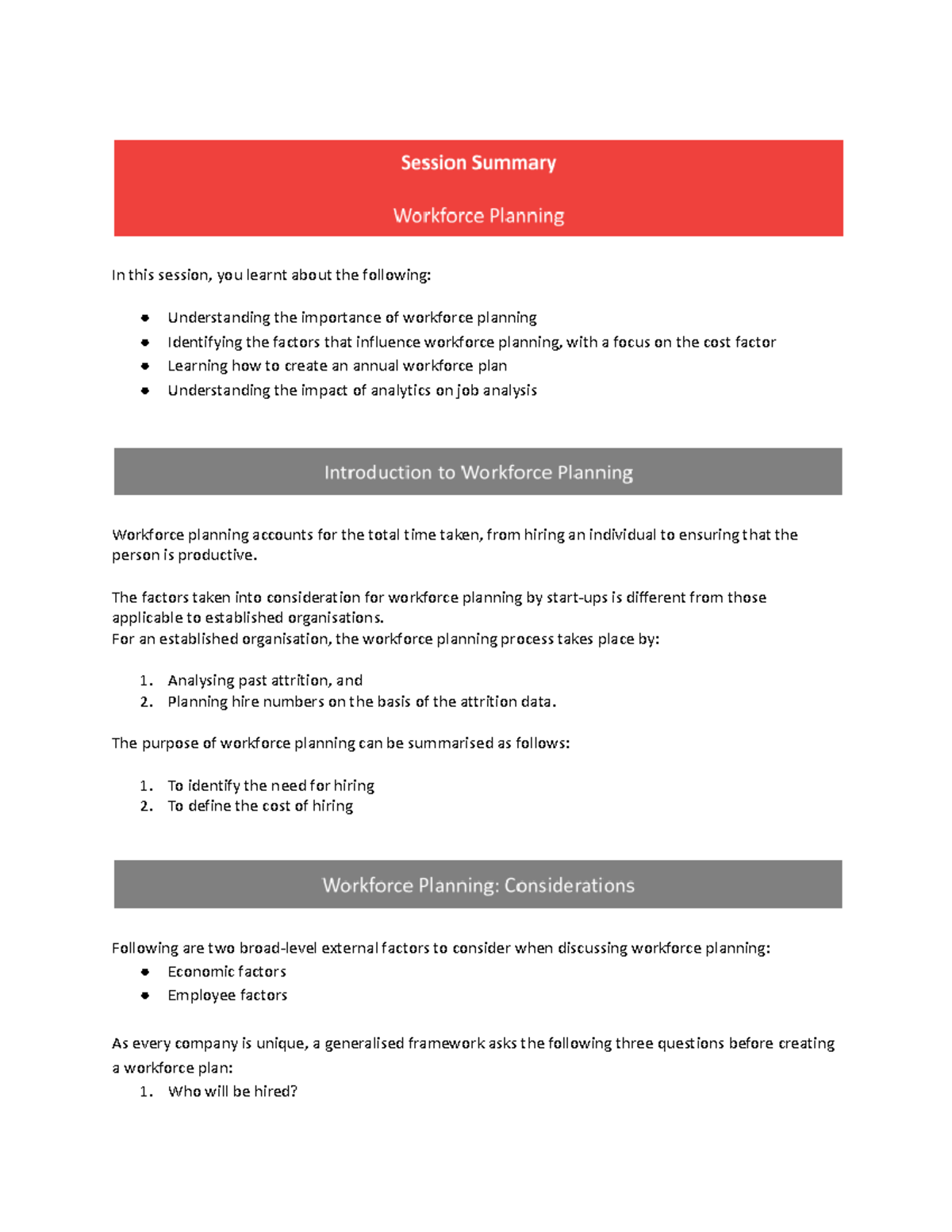16 - session summary - In this session, you learnt about the following ...