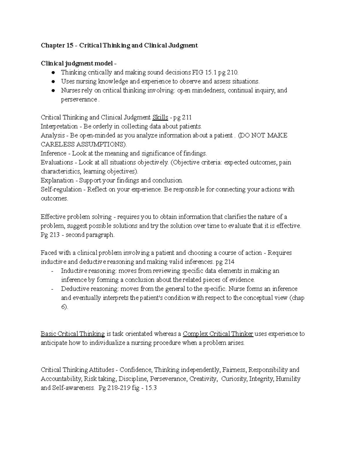 chapter 15 critical thinking and clinical judgment