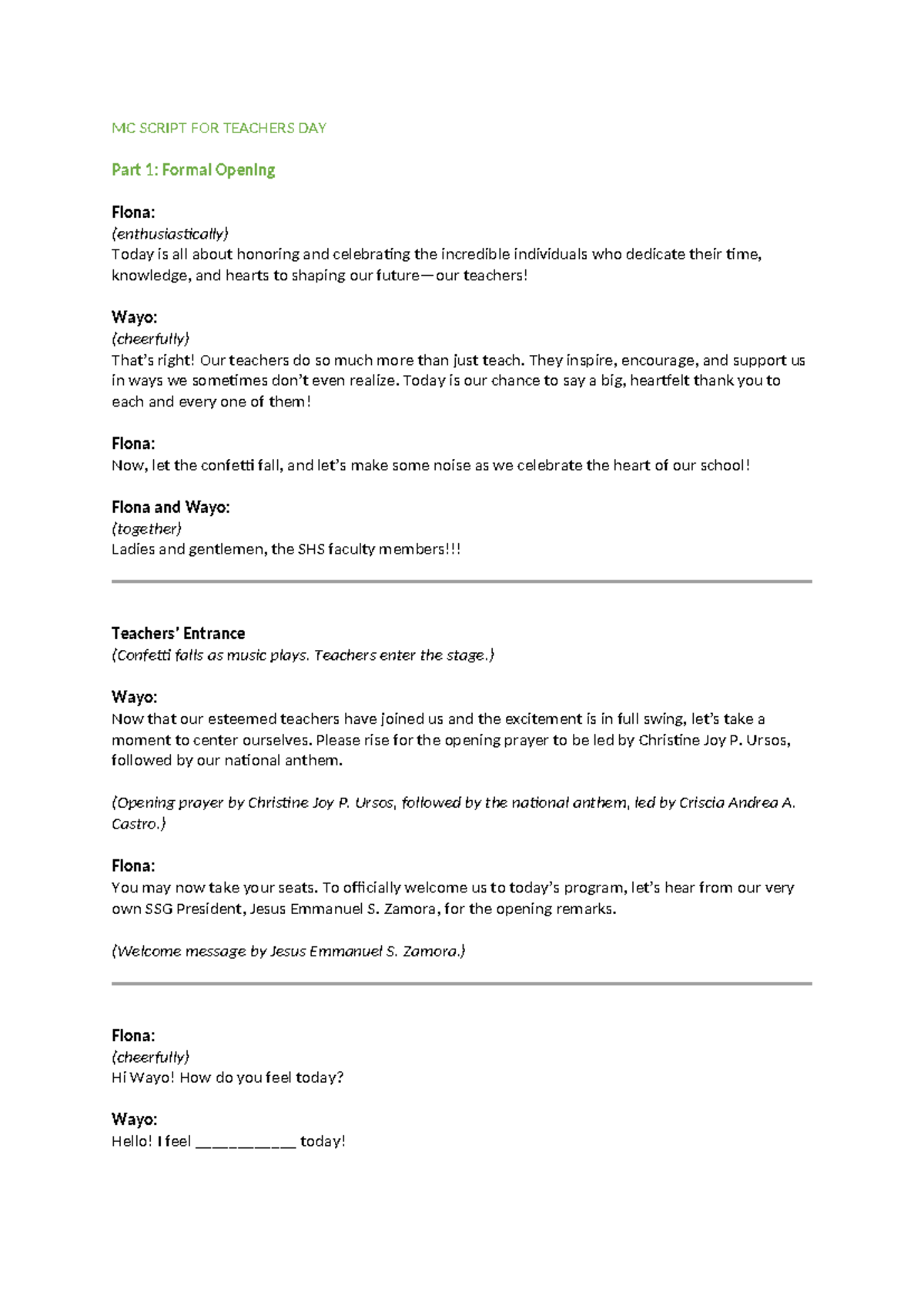 Teachers day MC script (Auto Recovered) - MC SCRIPT FOR TEACHERS DAY ...