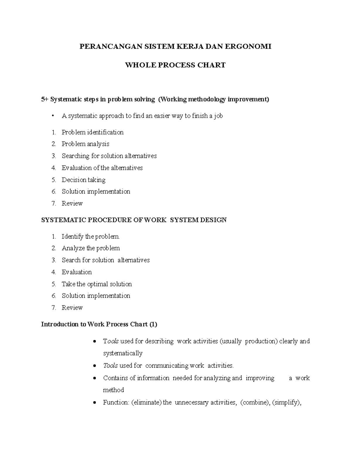 Perancangan Sistem Kerja DAN Ergonomi_Whole Process Chart - PERANCANGAN ...