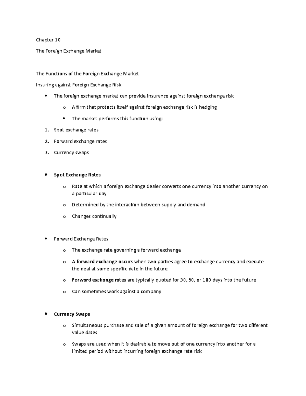Chapter 10 Lecture Notes 2 - Chapter 10 The Foreign Exchange Market The ...