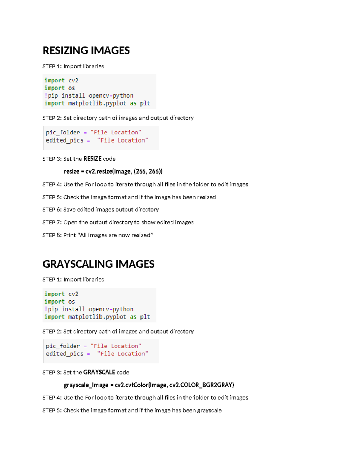 Python image processing - RESIZING IMAGES STEP 1: Import libraries STEP ...