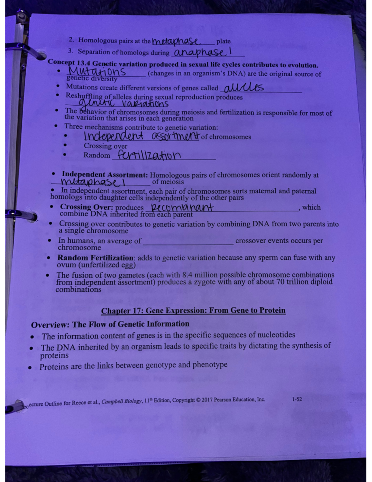 40 - general biology lecture notes - BIO1134 - Studocu