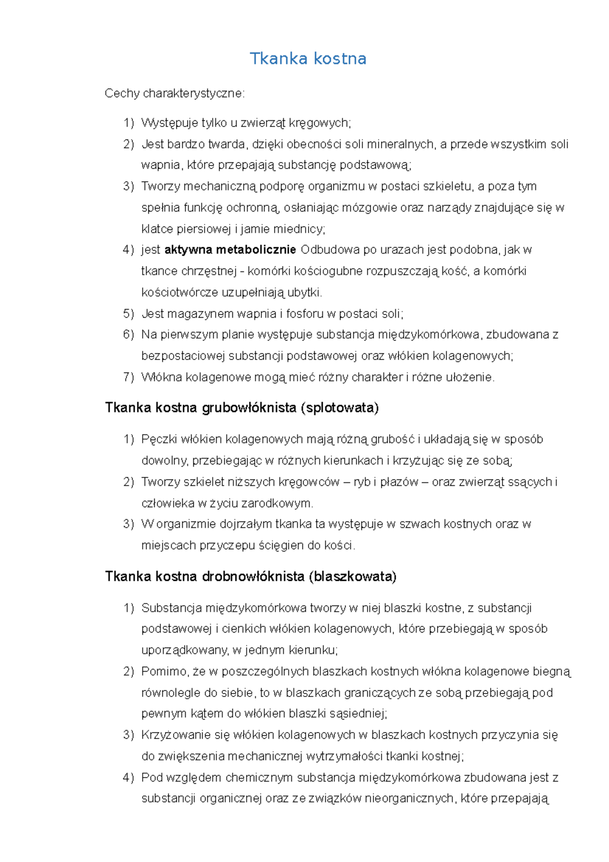 Tkanka Kostna Na Podstawie Podr cznika I Wyk adu Tkanka Kostna 