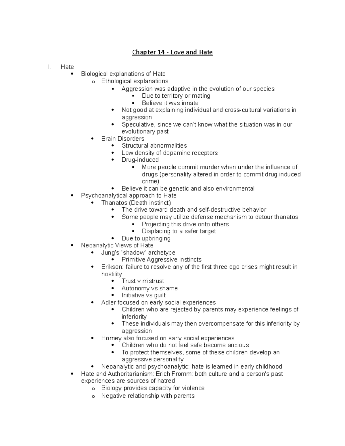 Ch 14 - Love & Hate - Chapter 14 - Love and Hate I. Hate Biological ...