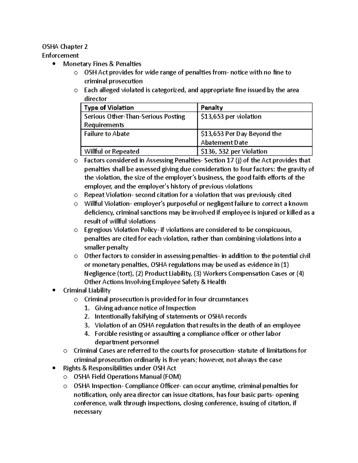 OSHA Chapter 2 Enforcement - OSHA Chapter 2 Enforcement Monetary Fines ...