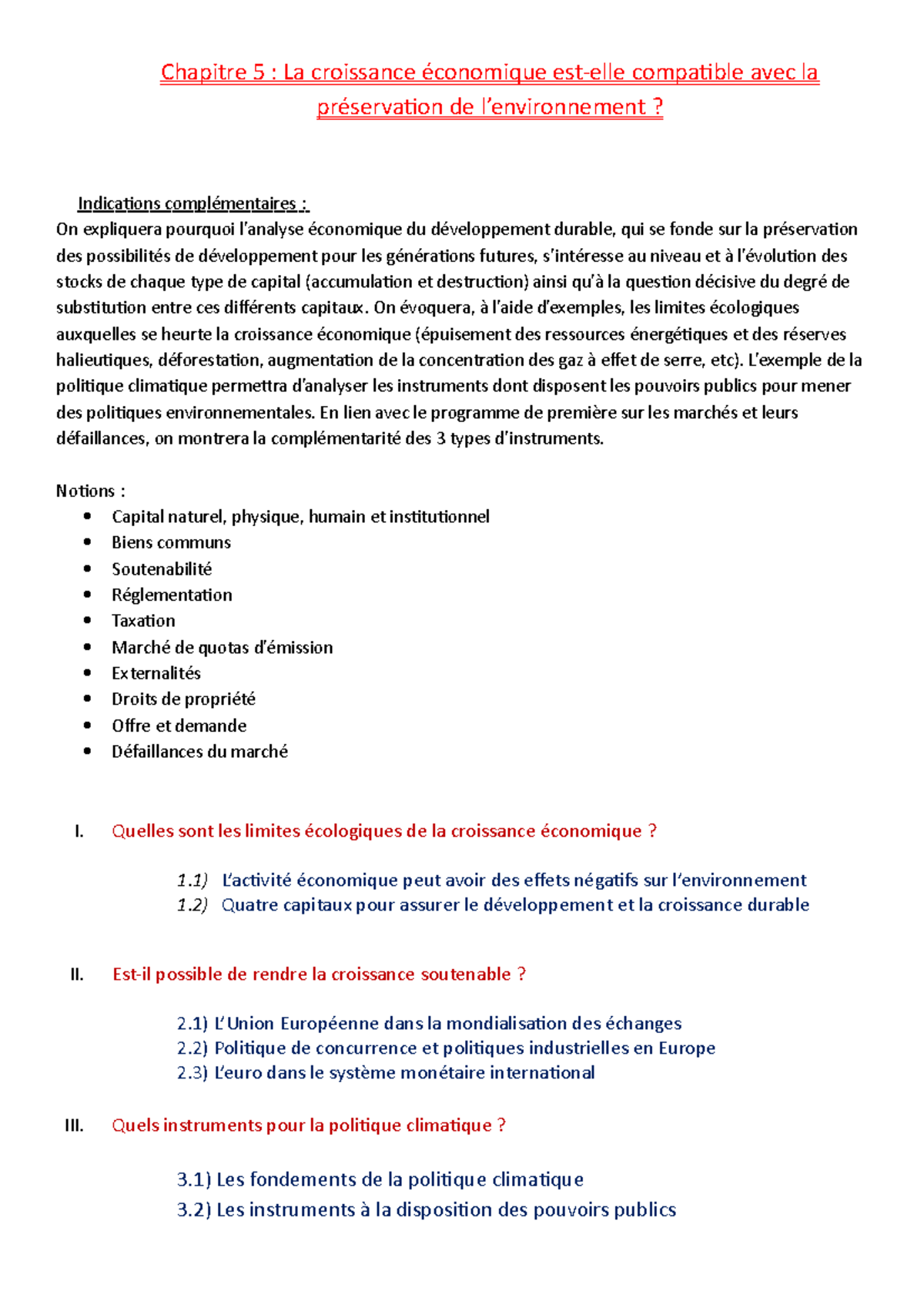 Chapitre 5 éco - La croissance économique et la prévention de l ...