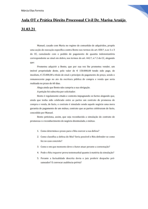 Casos práticos V - apontamentos - Casos práticos V 1. O que significa dizer  que a revelia operante - Studocu